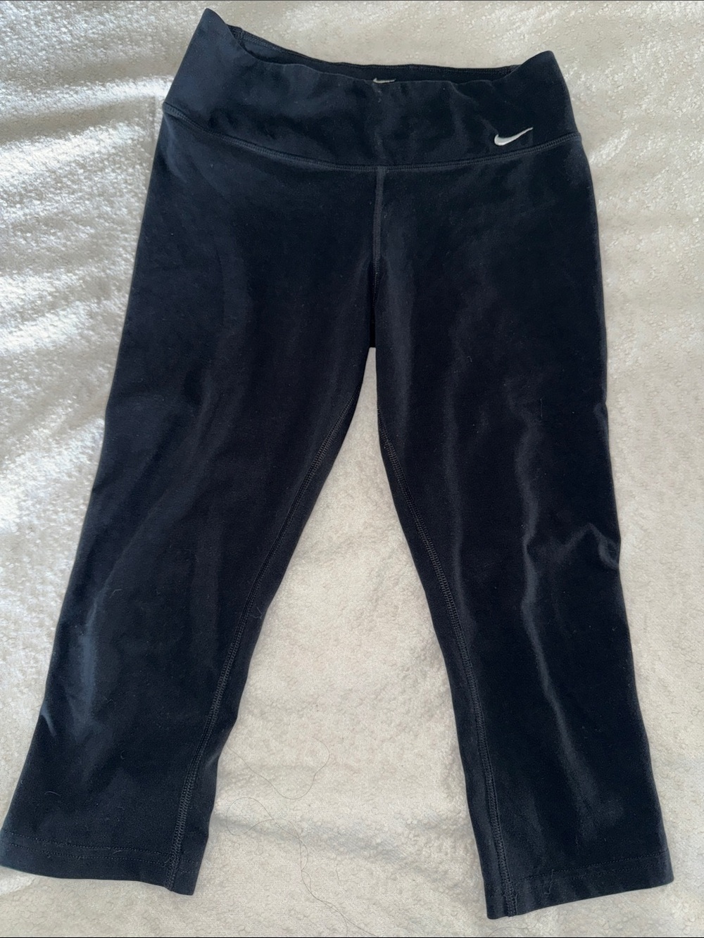 Nike Black Cropped Leggings with White Swoosh